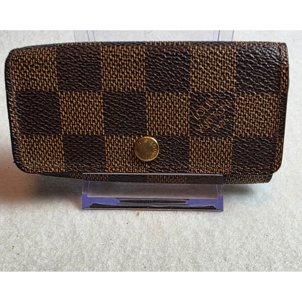 Louis Vuitton Damier Ebene 4 Key Holder Brown  N62631 Made in France Authentic